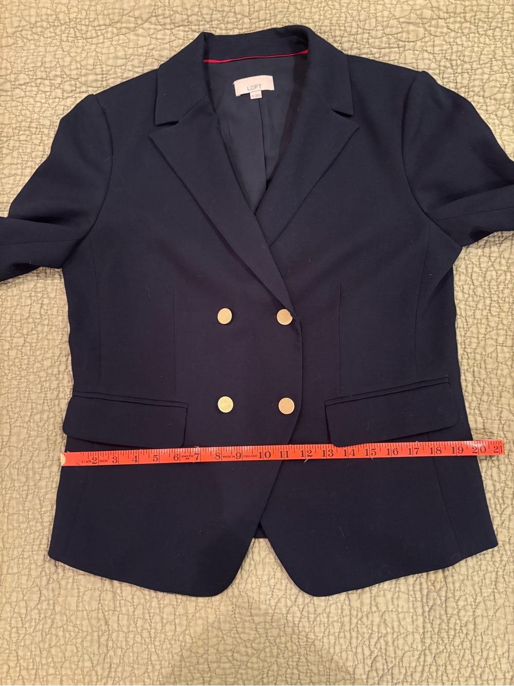 Loft Navy Double Breasted Suit Jacket w Gold Buttons 10 - Picture 7 of 14